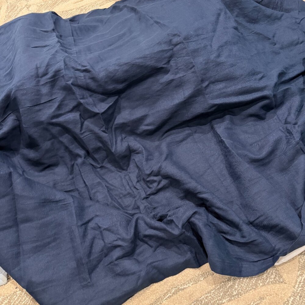 Practically Brand New Solid European Flax Linen Curtain, Midnight , 4 panels - Picture 7 of 8